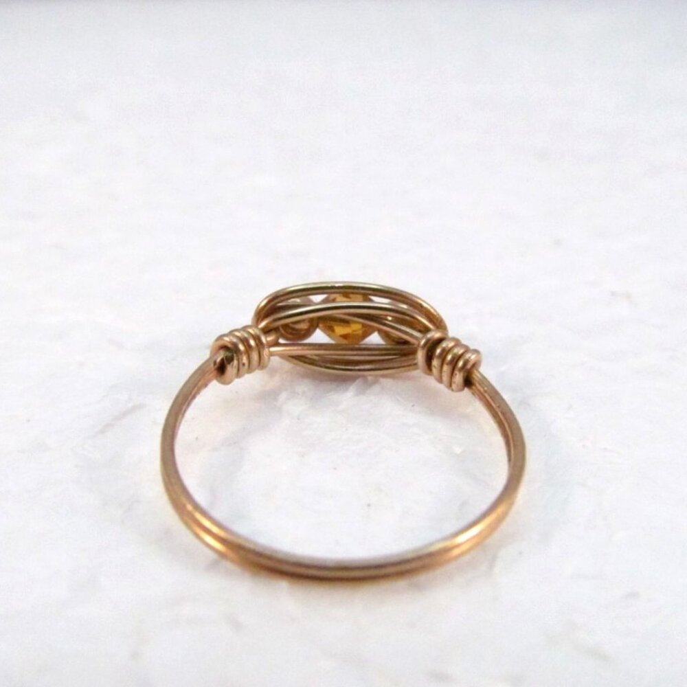 Handcrafted Gold Tone Wire Wrapped Ring With Face… - image 4